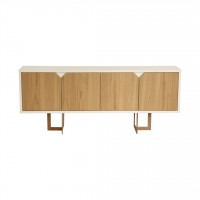 Manhattan Comfort 1021751 Knickerbocker 71.25 Modern Sideboard with 6 Shelves and Steel Base in Cinnamon and Off White